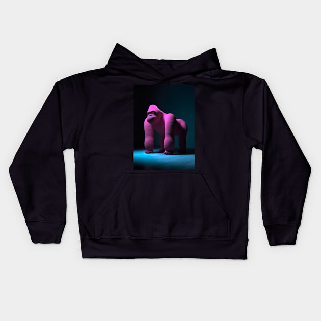 Pink Gorilla Kids Hoodie by maxcode